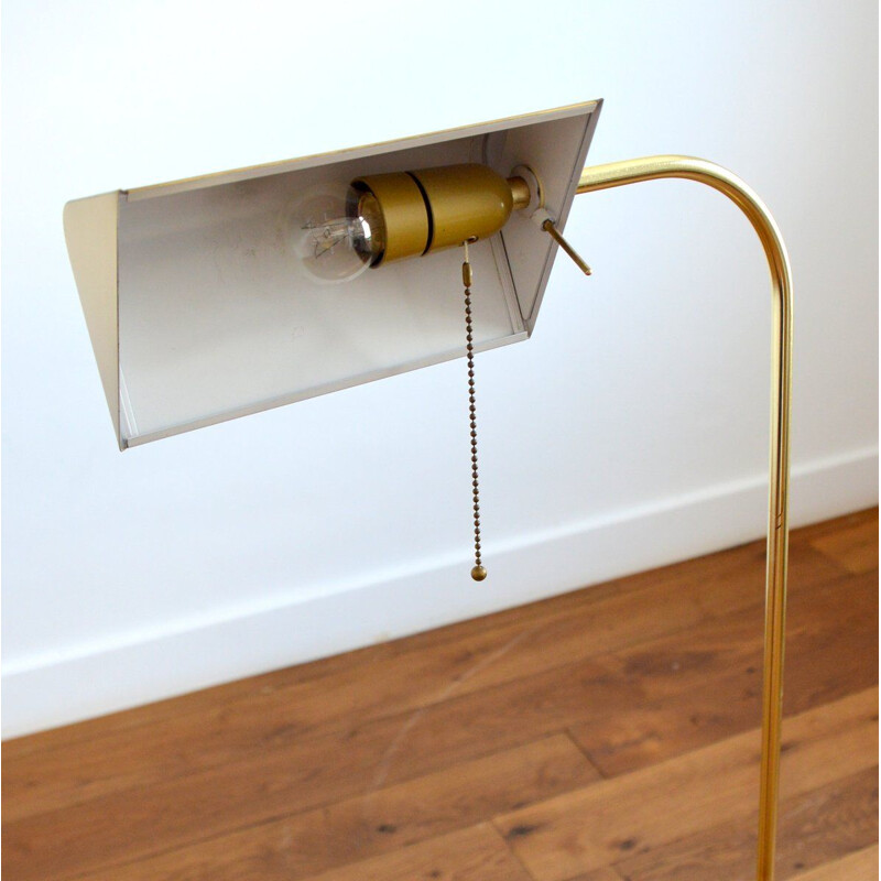 Vintage gilt brass adjustable floor lamp, 1970