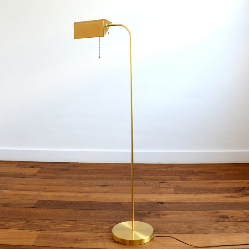 Vintage gilt brass adjustable floor lamp, 1970