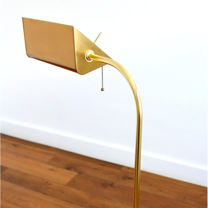 Vintage gilt brass adjustable floor lamp, 1970