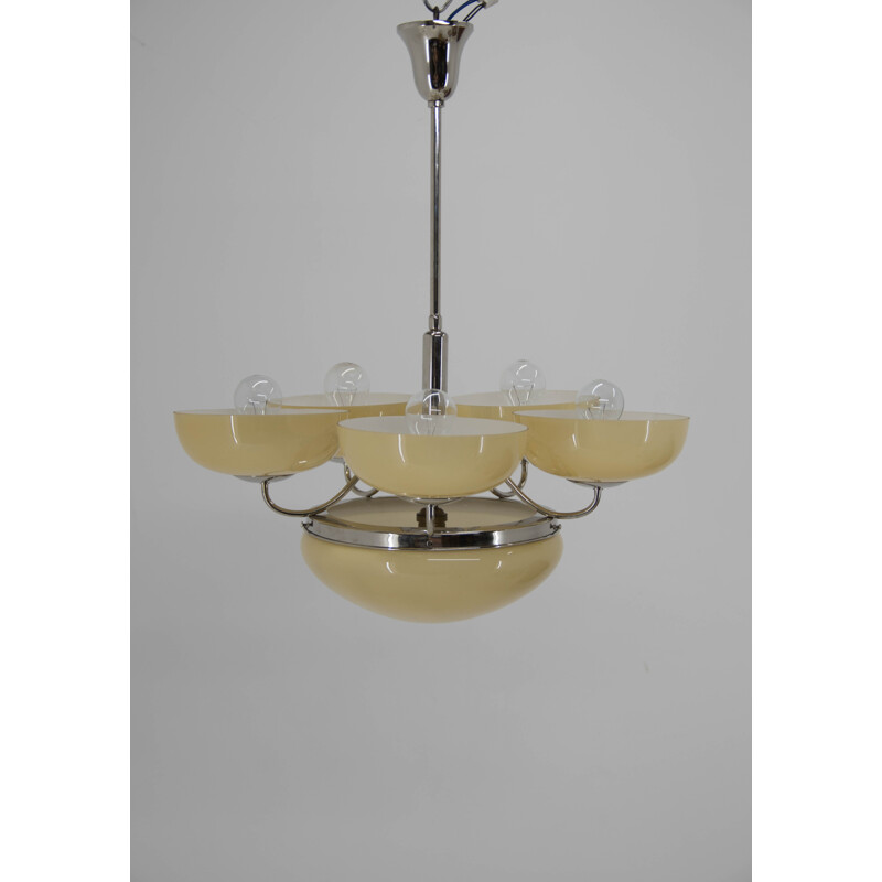 Vintage chandelier with 6 flames in Art Deco metal, 1930