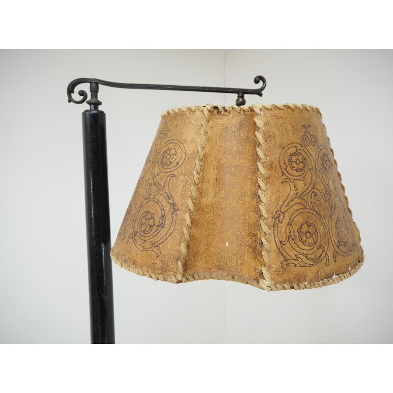 Vintage-Stehlampe aus Holz, Jugendstil 1910