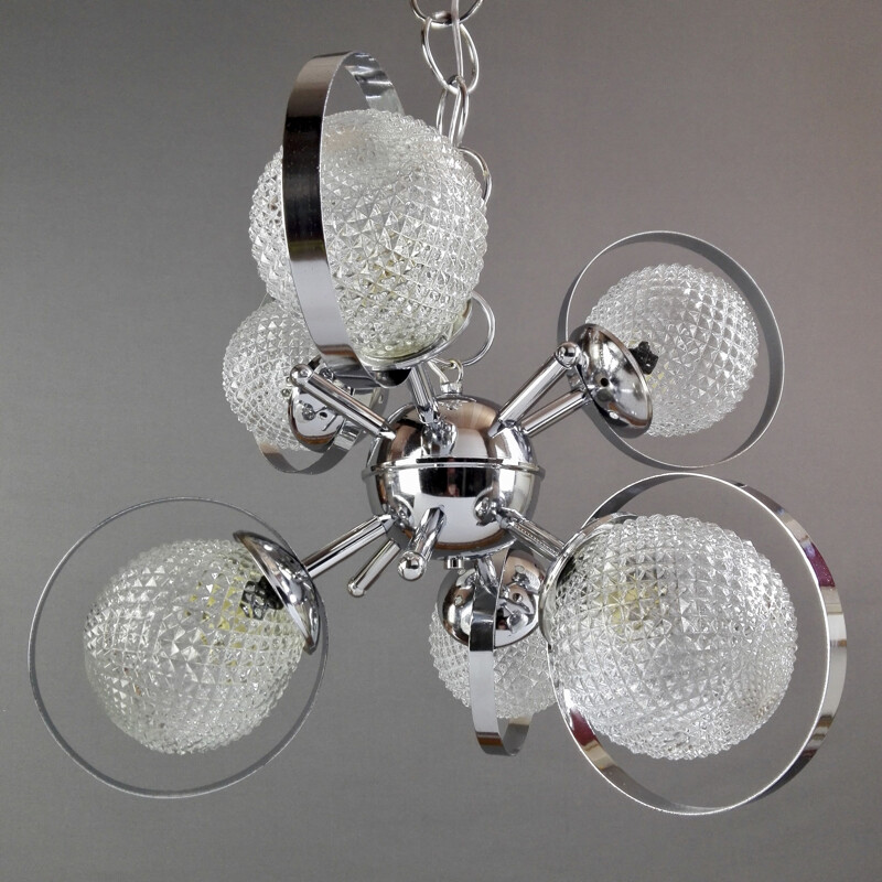 Vintage Sputnik 6-light chandelier, Italy 1960