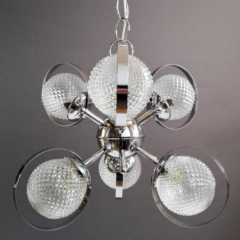 Vintage Sputnik 6-light chandelier, Italy 1960