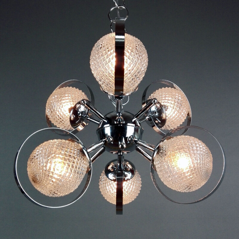 Lustre vintage Sputnik à 6 lumières, Italie 1960