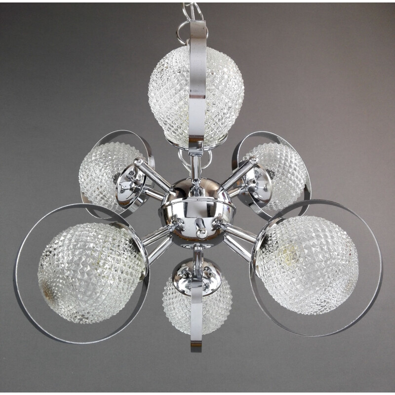 Vintage Sputnik 6-light chandelier, Italy 1960