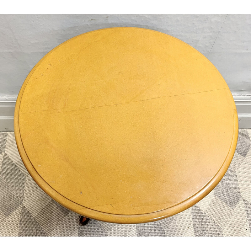 Vintage round side table with marble top 