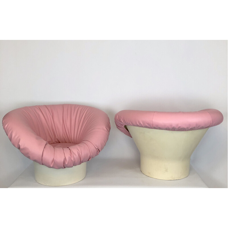 Pair of vintage Korkus pink armchairs by Lennart Bender for Ulferts Ab, 1968s