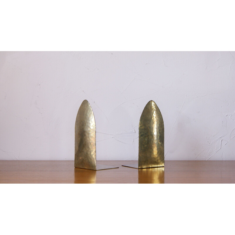 Set of 2 vintage brass bookends, 1960s