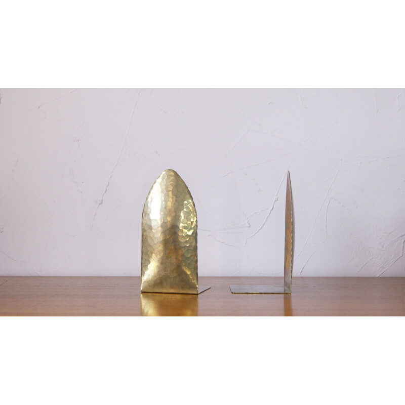 Set of 2 vintage brass bookends, 1960s