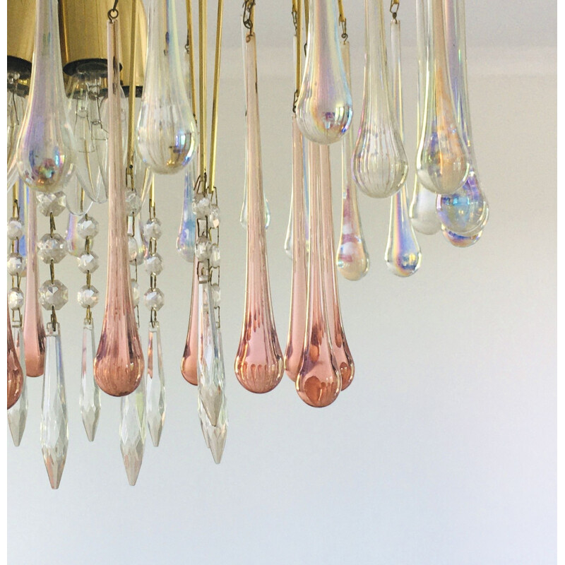 Vintage Murano glass chandelier in the shape of a water drop, Italy 1970s