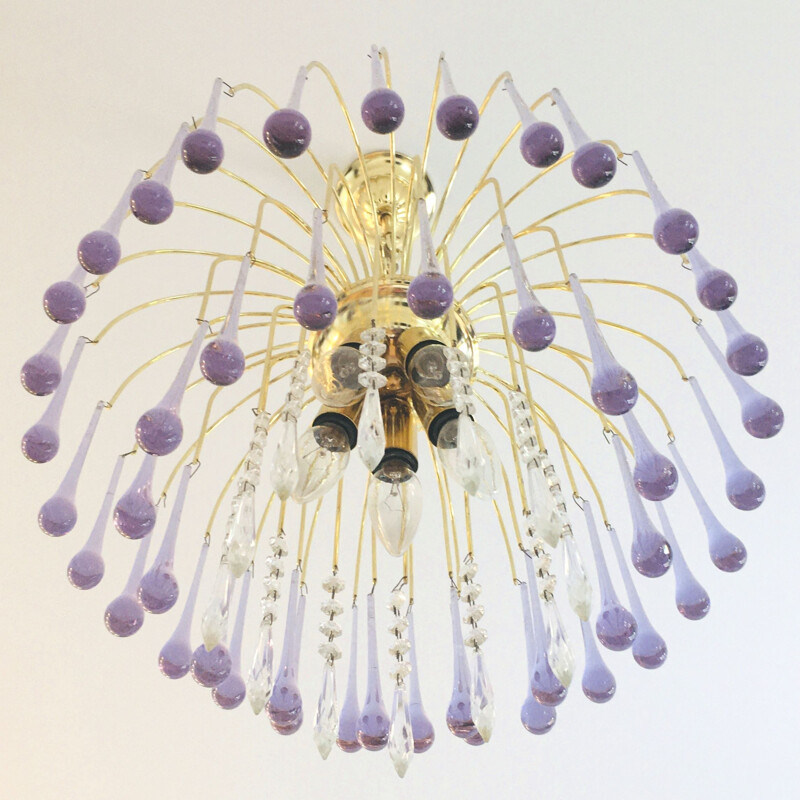 Vintage Murano glass chandelier in the shape of drops, 1970s