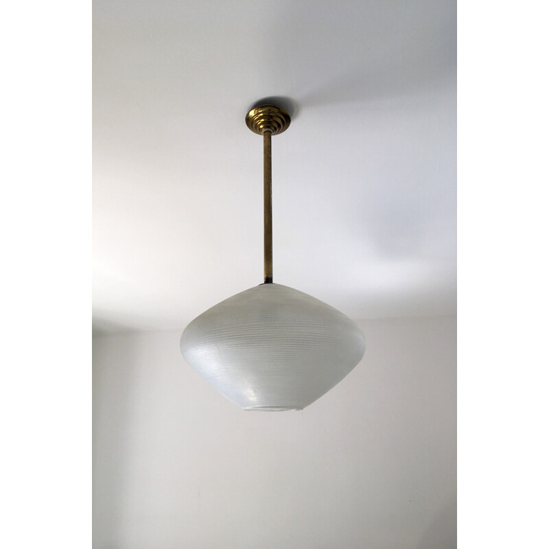 Vintage frosted glass pendant lamp, 1950s