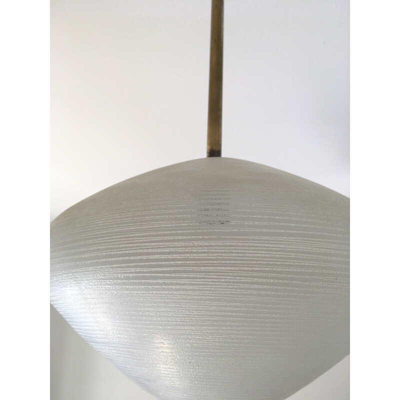 Vintage frosted glass pendant lamp, 1950s