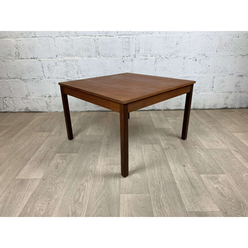Square vintage teak coffee table by Domino Mobler, Scandinavian 1960s