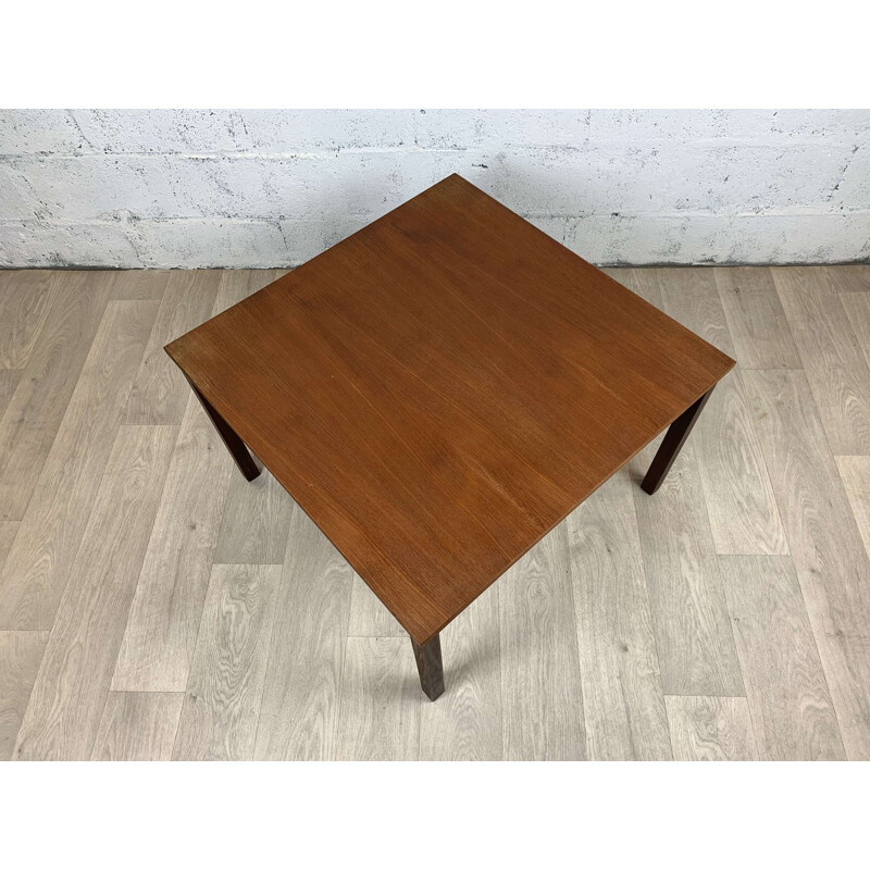Square vintage teak coffee table by Domino Mobler, Scandinavian 1960s