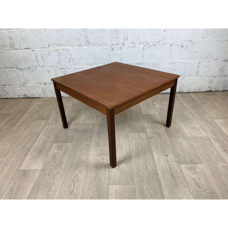 Square vintage teak coffee table by Domino Mobler, Scandinavian 1960s