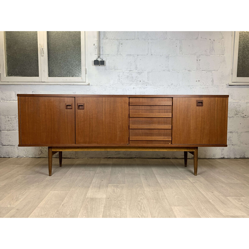 Large vintage scandinavian teak sideboard for Eros, 1960s