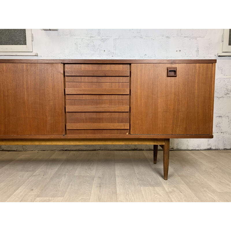 Grande enfilade scandinave vintage en teck pour Eros, 1960