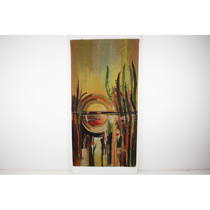 Mid-century abstract design handmade wool tapestry by Ivana Staňková, Czechoslovakia 1988s