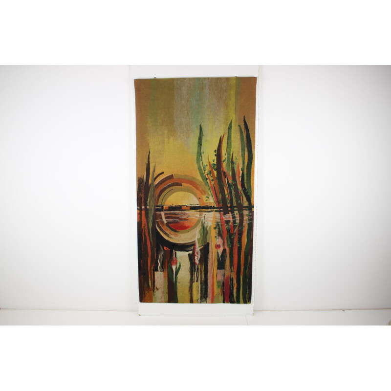 Mid-century abstract design handmade wool tapestry by Ivana Staňková, Czechoslovakia 1988s