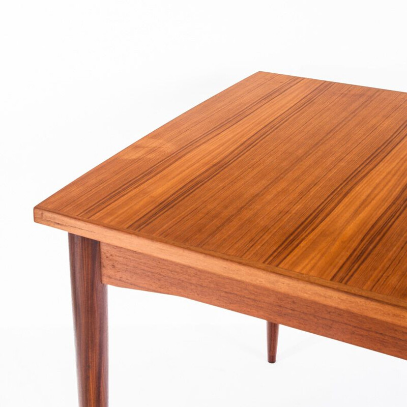 Scandinavian style vintage dining table with central extension in teak, France 1960s