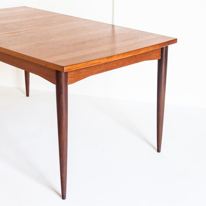 Scandinavian style vintage dining table with central extension in teak, France 1960s