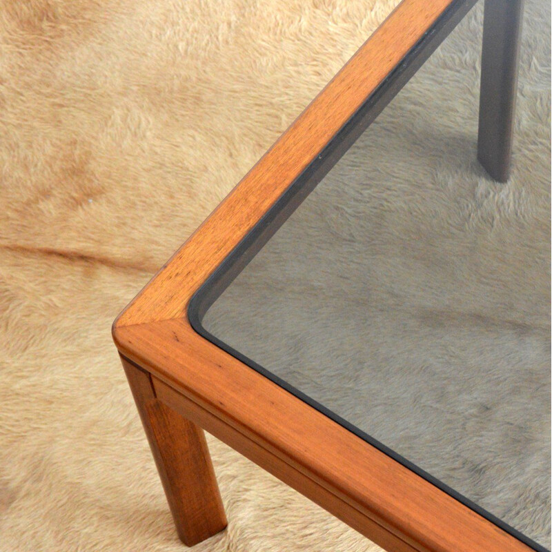 Scandinavian teak and glass coffee table, 1970