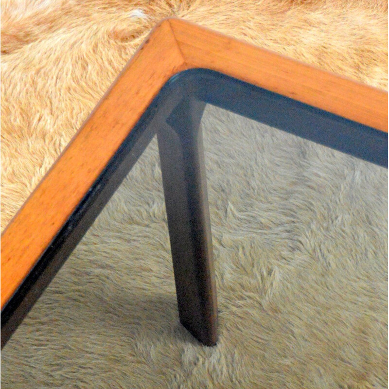 Scandinavian teak and glass coffee table, 1970