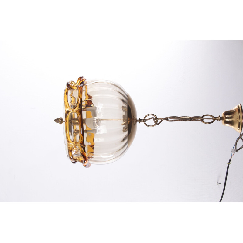 Mid-century Hollywood Regency pendant lamp with Murano glass by Fischer Leuchten, 1970s