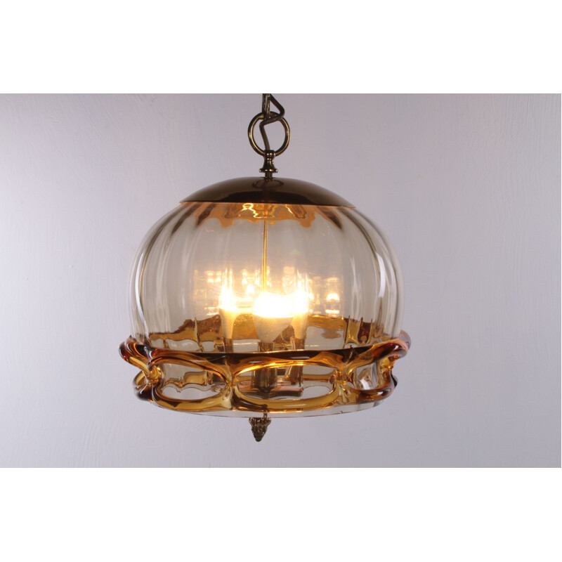 Mid-century Hollywood Regency pendant lamp with Murano glass by Fischer Leuchten, 1970s