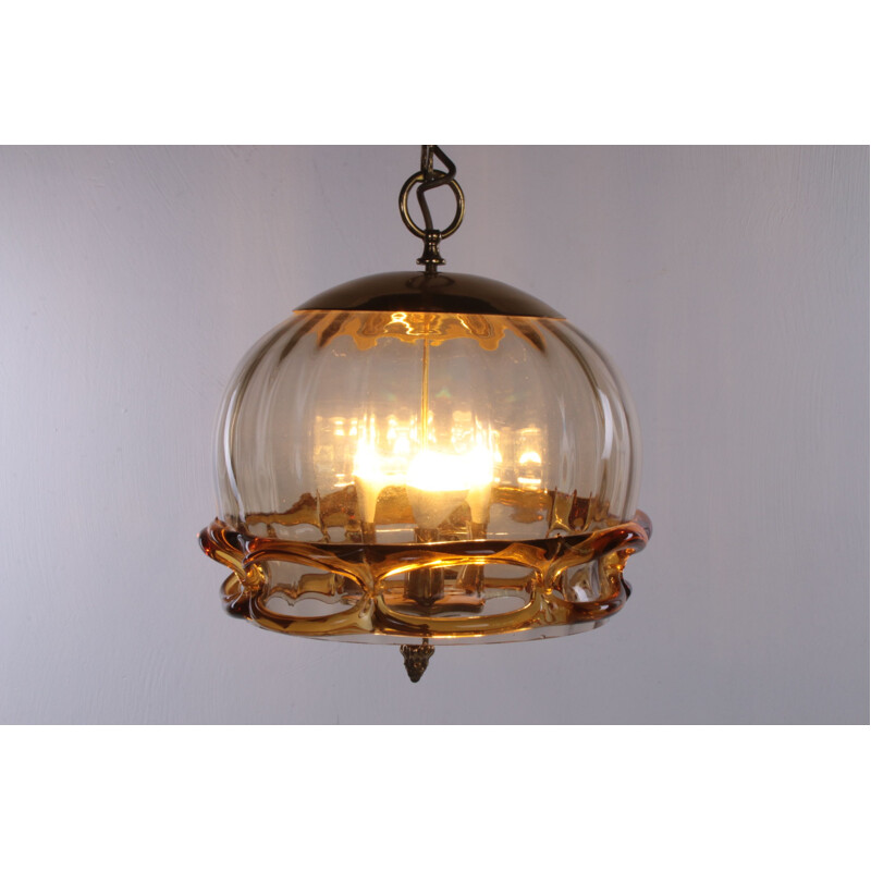 Mid-century Hollywood Regency pendant lamp with Murano glass by Fischer Leuchten, 1970s