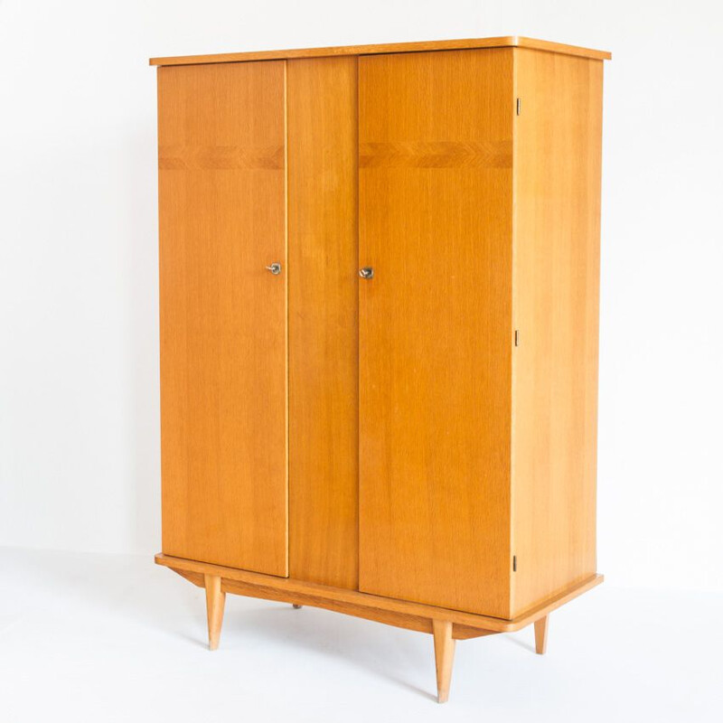 Vintage two-door oak cabinet, France 1960