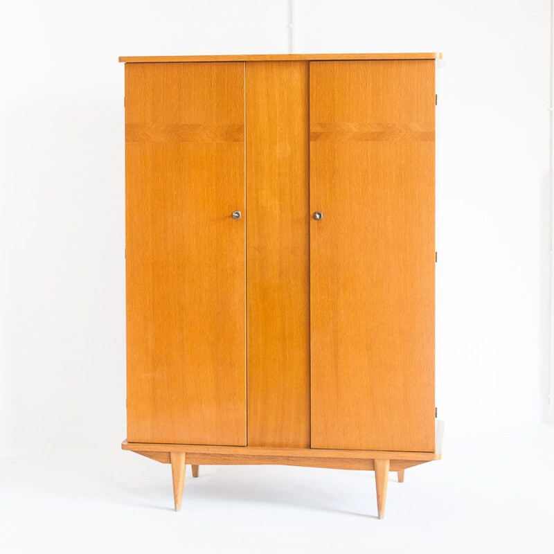 Vintage two-door oak cabinet, France 1960