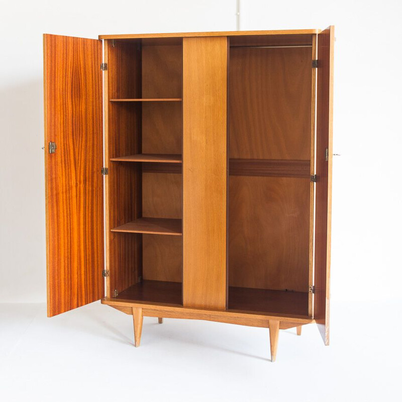 Vintage two-door oak cabinet, France 1960