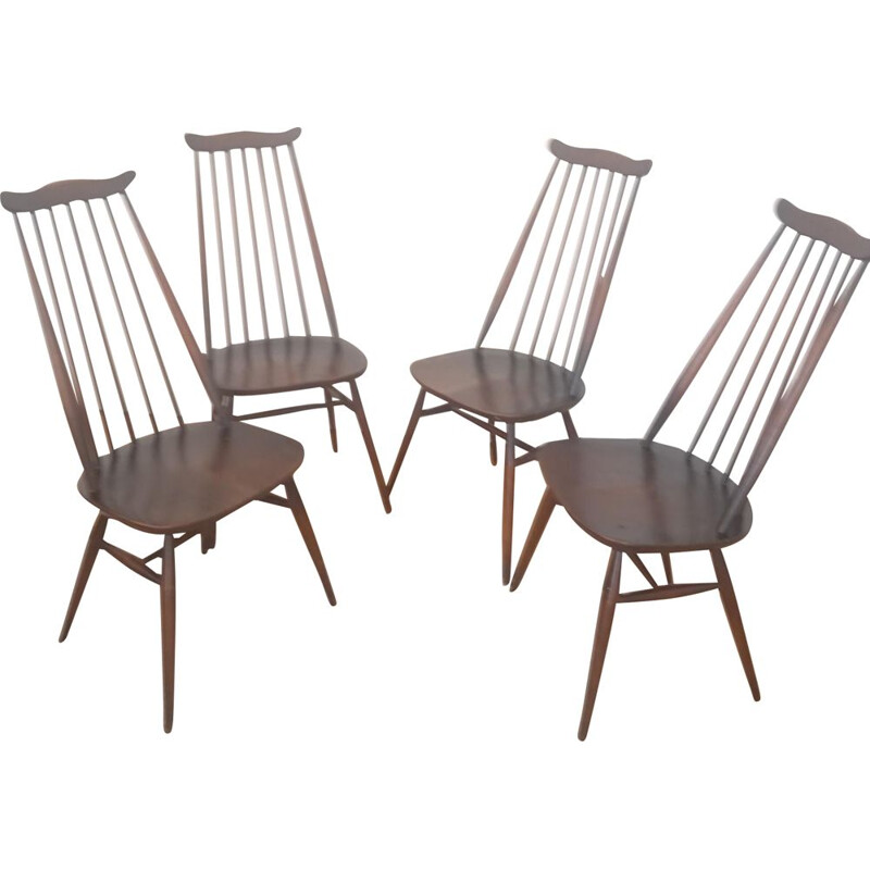 Set of 4 vintage Goldsmith elmwood chairs by Ercol, 1960s