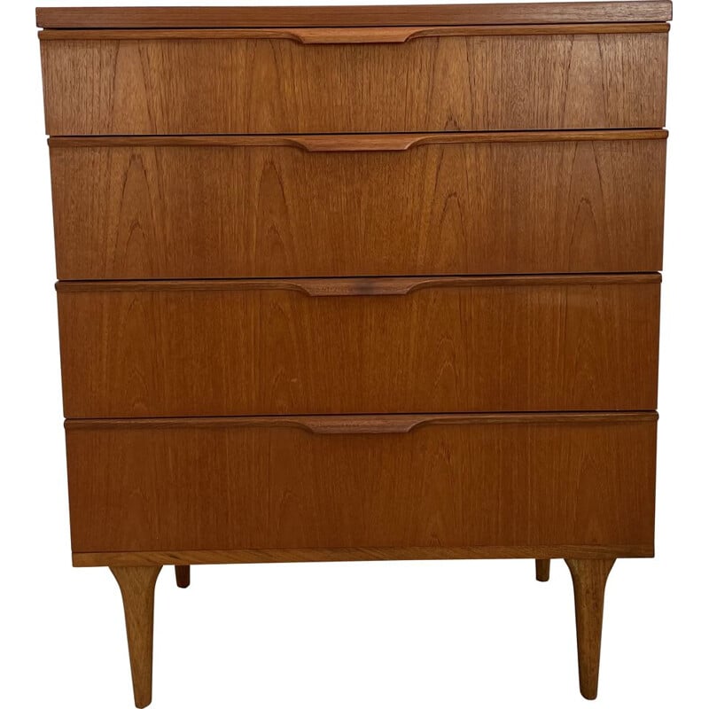 Vintage teak chest of drawers with 4 drawers by Frank Guille for Austinsuite London, England 1960s