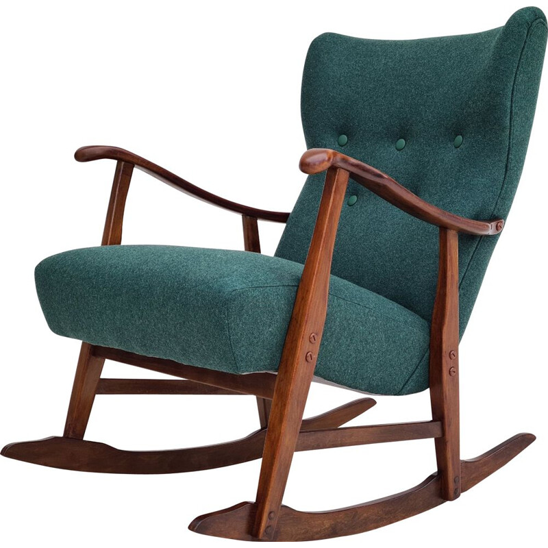 Danish vintage beechwood rocking chair, 1950-1960s