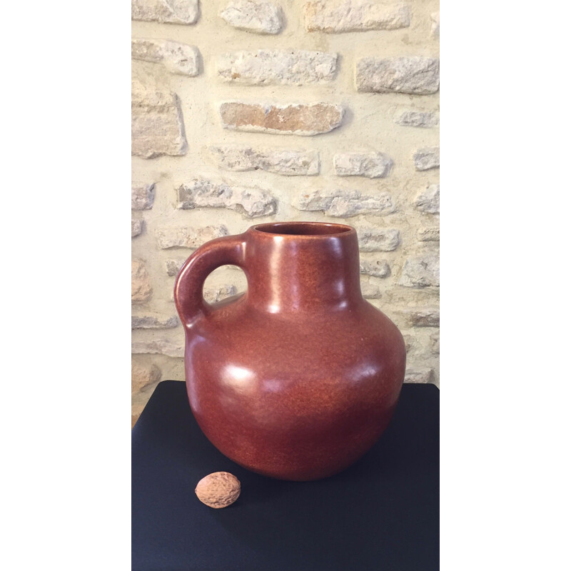 Vintage rust coloured pitcher vase by Max Idlas