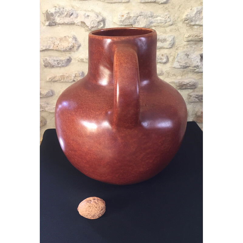 Vintage rust coloured pitcher vase by Max Idlas