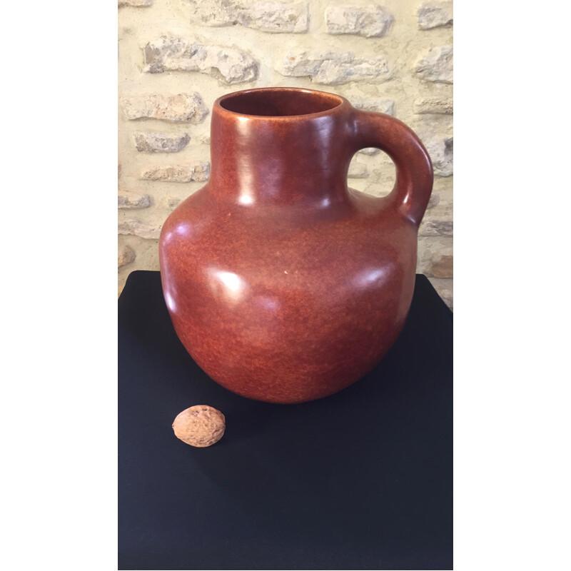 Vintage rust coloured pitcher vase by Max Idlas