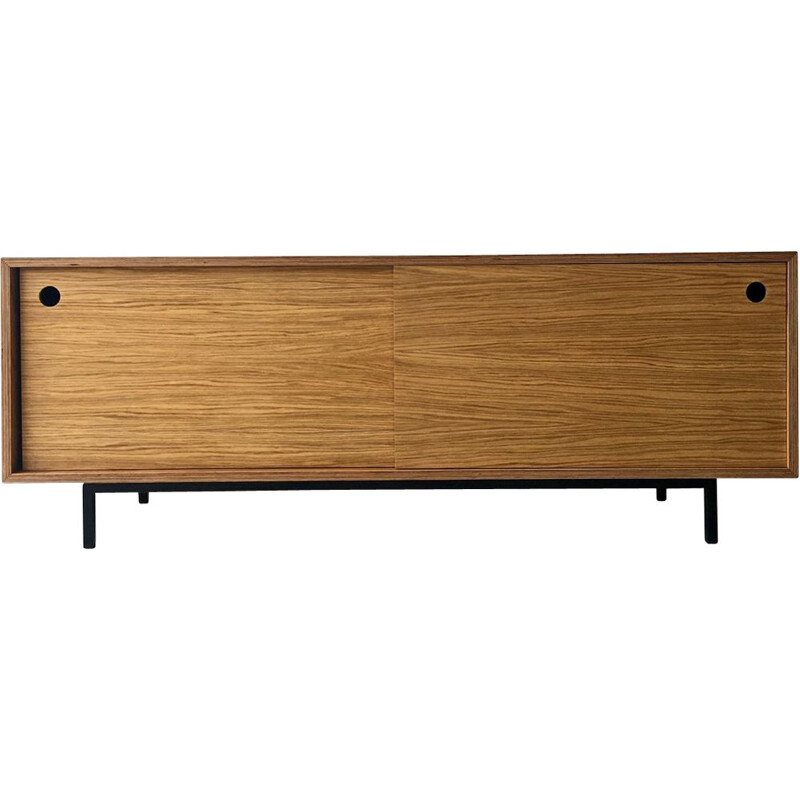 Buffet vintage minimaliste en chêne avec portes coulissantes, 1980