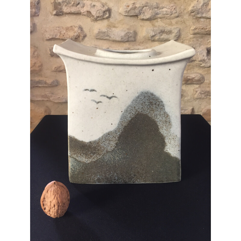Vintage japanese vase by Yves Mohy for Virebent