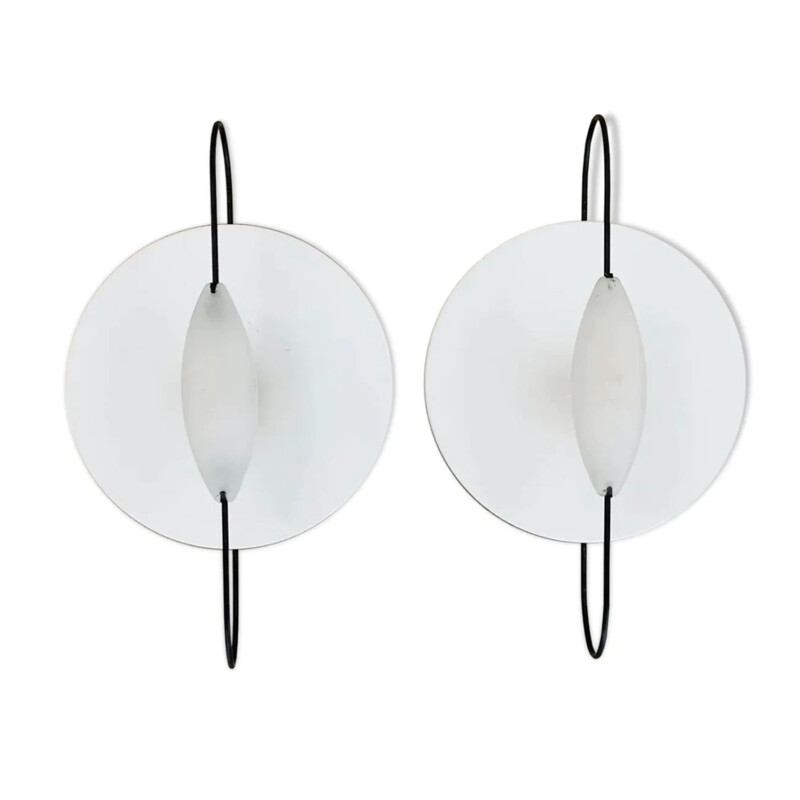 Pair of vintage Spilla wall lamps by Luciano Pagani for Arteluce, Italy 1980s