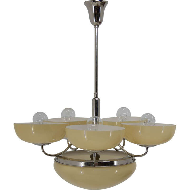 Vintage chandelier with 6 flames in Art Deco metal, 1930