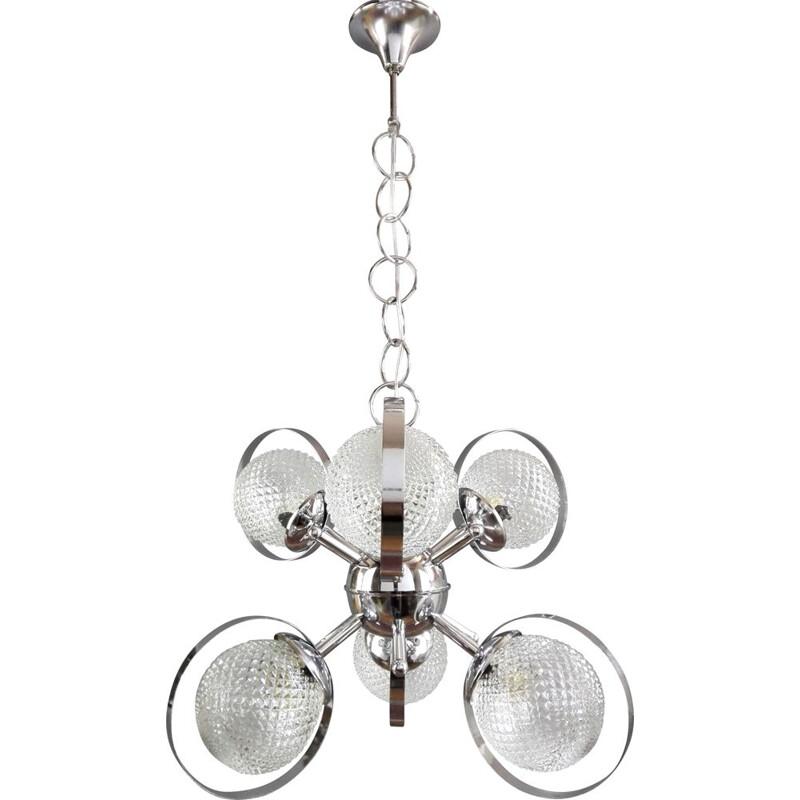 Vintage Sputnik 6-light chandelier, Italy 1960