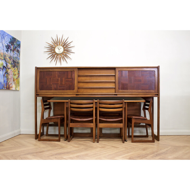 Mid-century Retractable teak sideboard dining set by Elliots of Newbury for Heals, UK 1960s