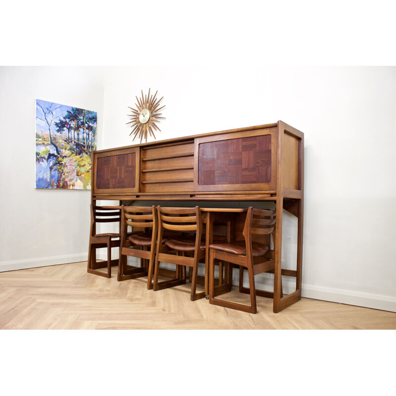 Mid-century Retractable teak sideboard dining set by Elliots of Newbury for Heals, UK 1960s