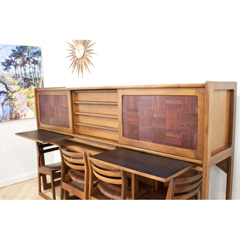 Mid-century Retractable teak sideboard dining set by Elliots of Newbury for Heals, UK 1960s