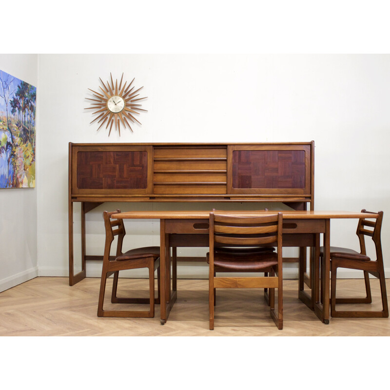 Mid-century Retractable teak sideboard dining set by Elliots of Newbury for Heals, UK 1960s