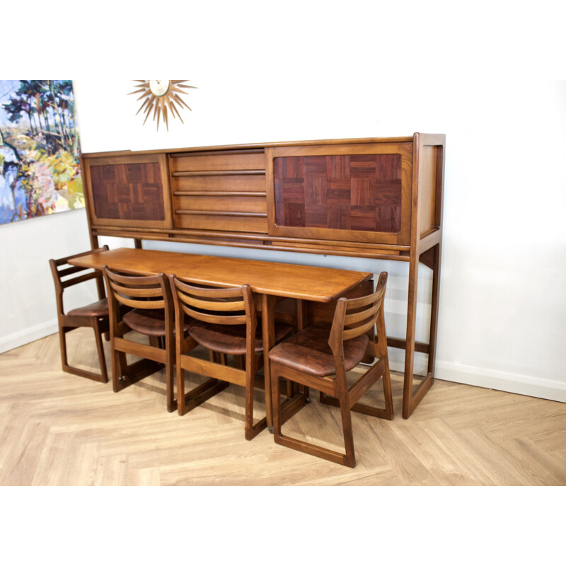 Mid-century Retractable teak sideboard dining set by Elliots of Newbury for Heals, UK 1960s